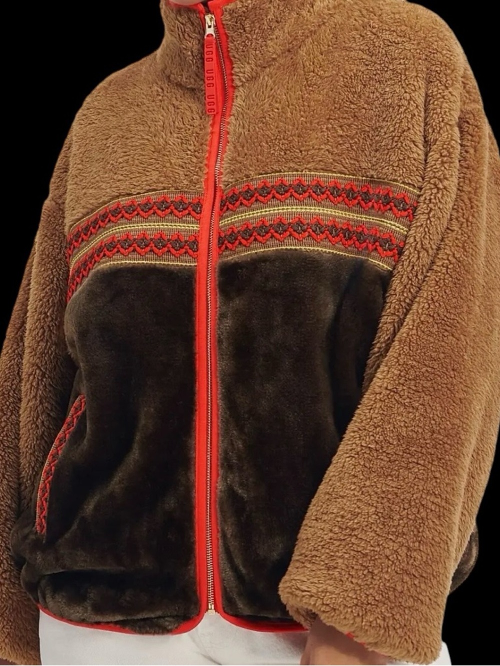 UGG-Marlene Faux Fur Heritage Sherpa- Brown